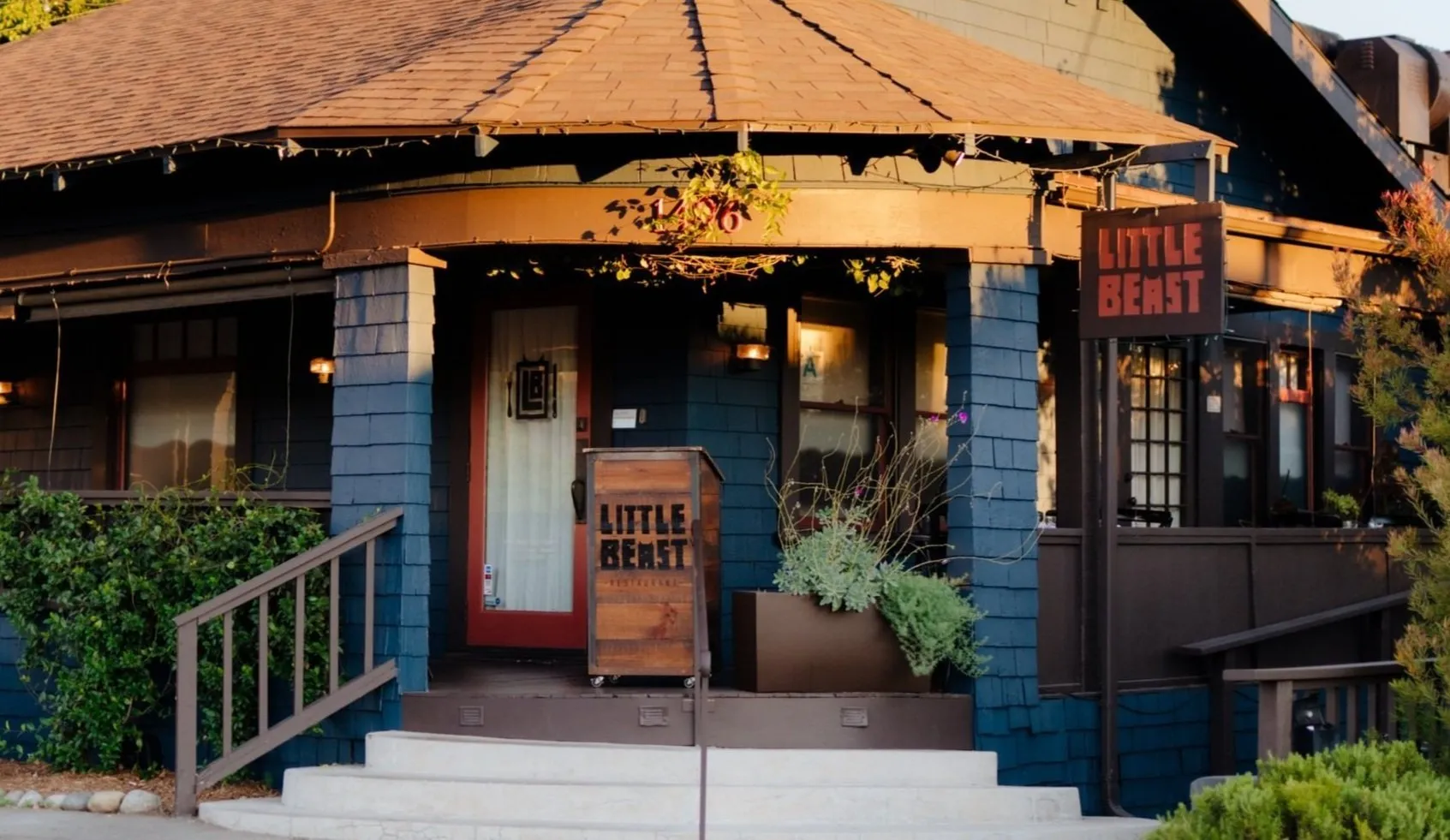 Little Beast restaurant exterior at dusk